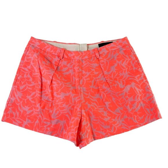 J Crew Shorts Womens Size 8 Coral Neon Jacquard Back Zipper A6066 NWT - Picture 1 of 10